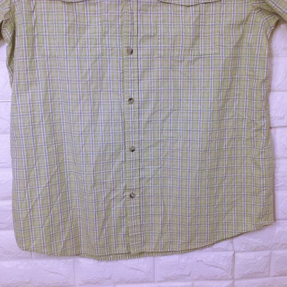 Vintage 90s Columbia Sport PFG Shirt OmniShade -XL Pockets Vented Plaid Green - Picture 3 of 10
